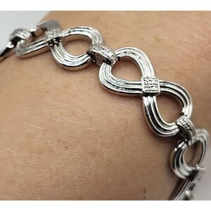 PAJ Infinity Link Bracelet Silver Tone Classy Elegant 7.5in